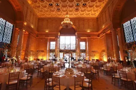 Interior of an ornate room at the 亚洲艺术博物馆, set up for an event. 贝博体彩app，加利福尼亚.