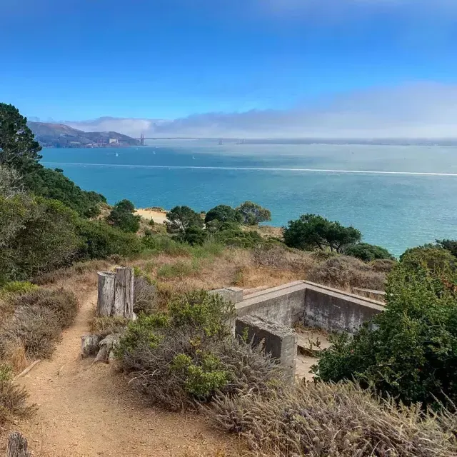 Campeggio派索天使岛州立公园, convista sulla baia di San Francisco e sul金门大桥